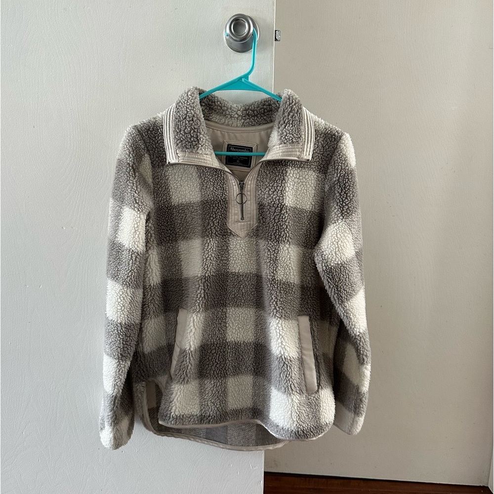 Abercrombie and Fitch quarter zip plaid sherpa jacket